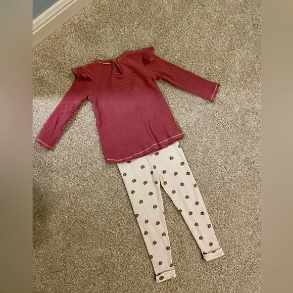 Mud Pie 24M/2T Pink Pumpkin Top & Legging Set - Picture 4 of 6